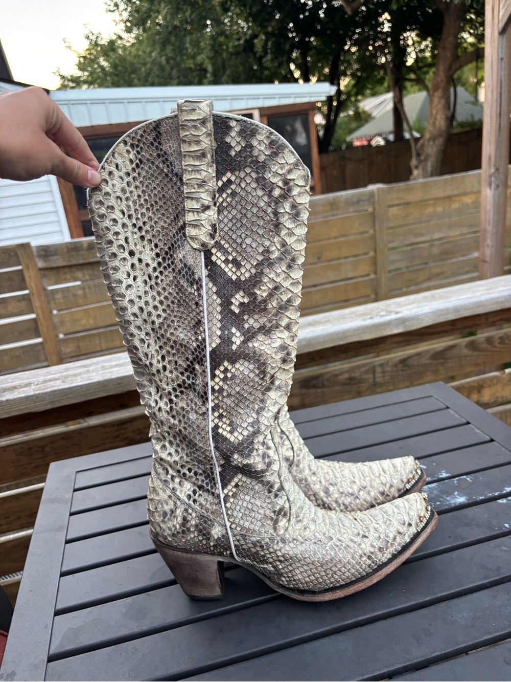 Corral womens python tall western leather boots snip toe size 11 M